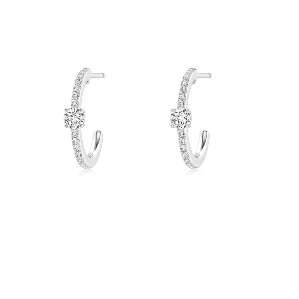 3.1mm HSI2 Round Diamond Solitaire Hoop Earrings With Accents in White Gold