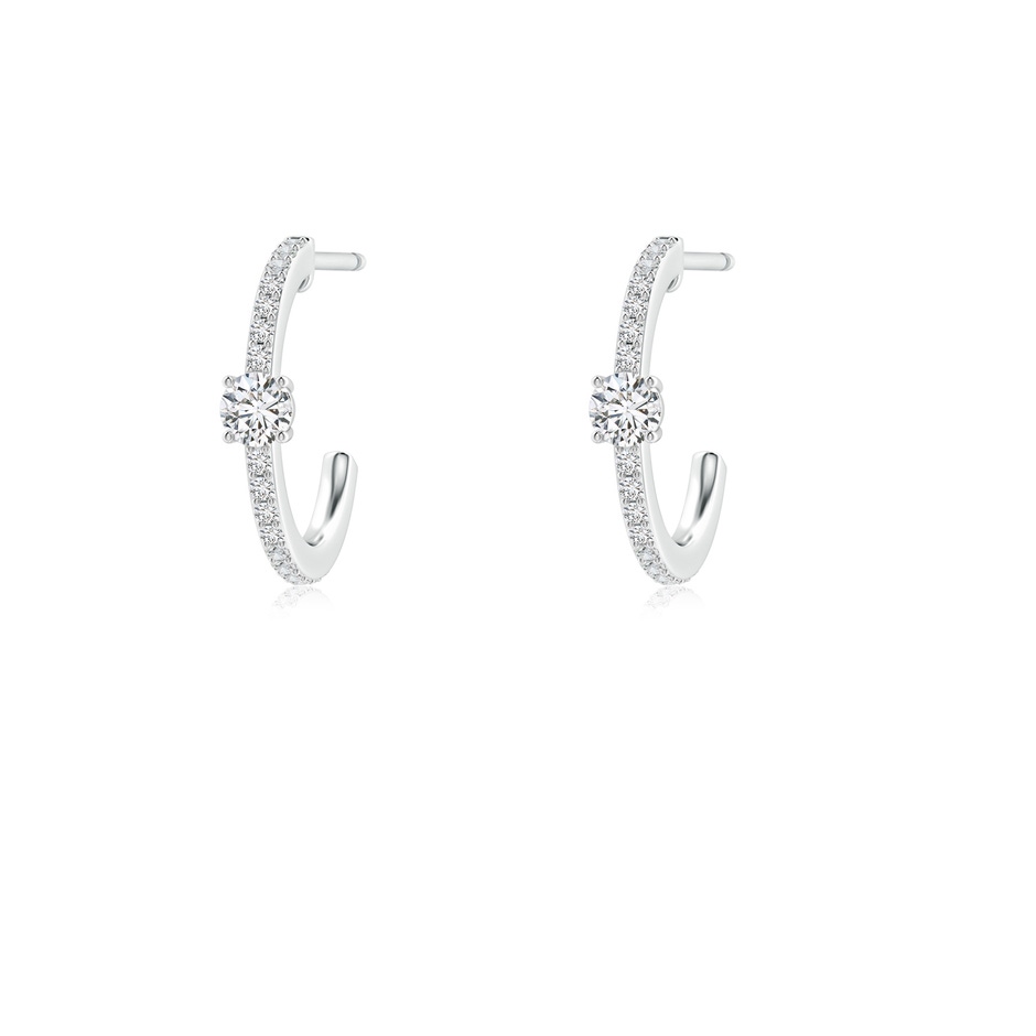 3.1mm HSI2 Round Diamond Solitaire Hoop Earrings With Accents in White Gold 