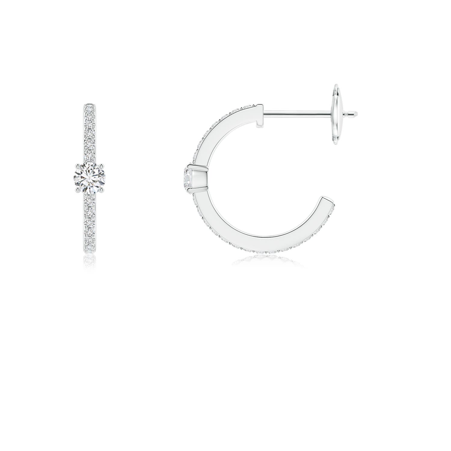 3.1mm HSI2 Round Diamond Solitaire Hoop Earrings With Accents in White Gold - side 2