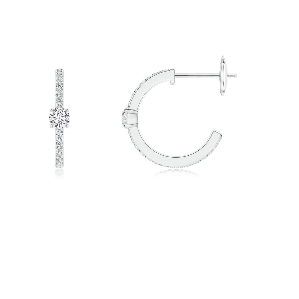 3.1mm HSI2 Round Diamond Solitaire Hoop Earrings With Accents in White Gold - side 199