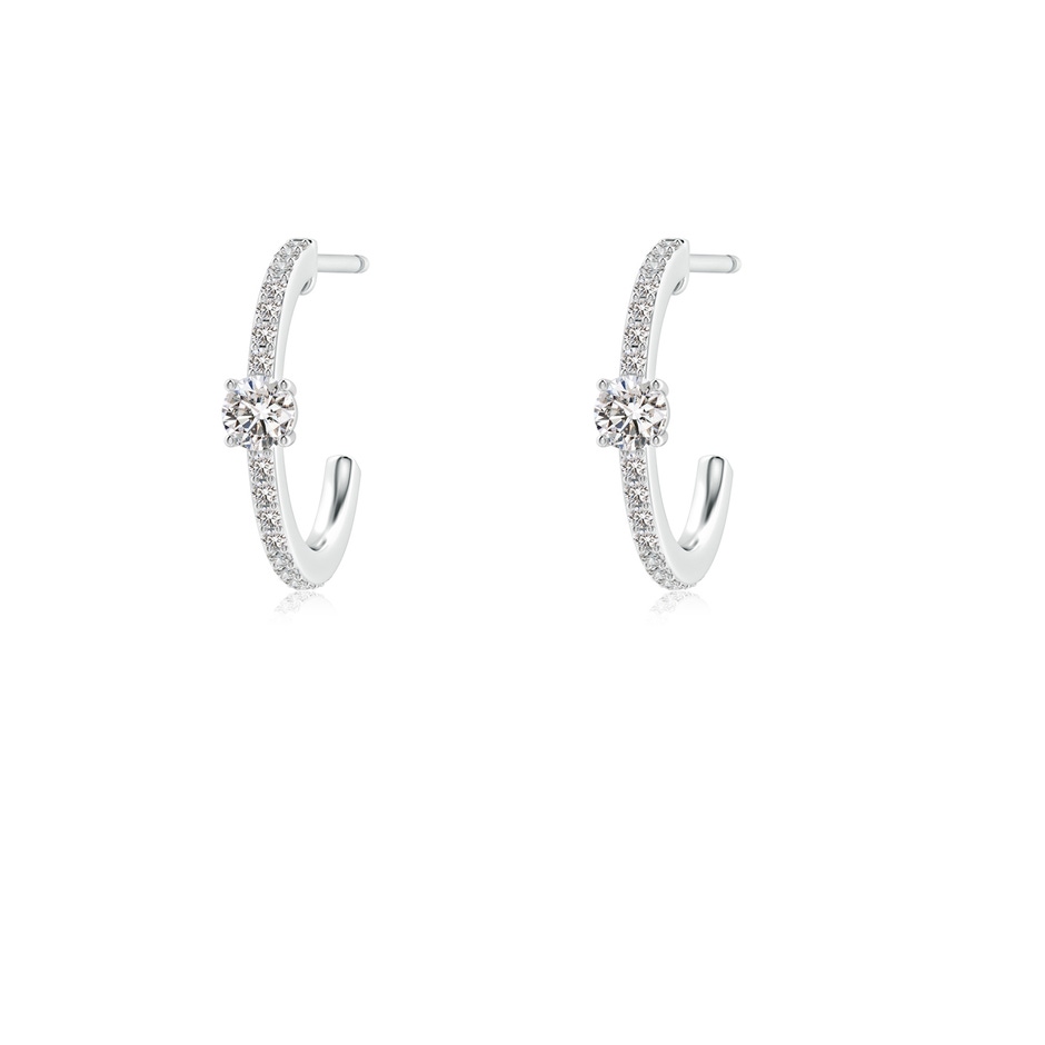 3.1mm IJI1I2 Round Diamond Solitaire Hoop Earrings With Accents in White Gold 