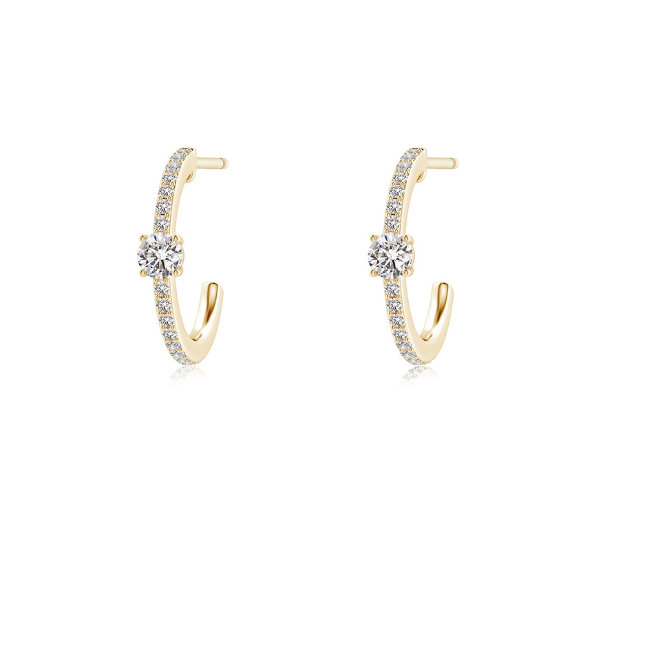 3.1mm IJI1I2 Round Diamond Solitaire Hoop Earrings With Accents in Yellow Gold 