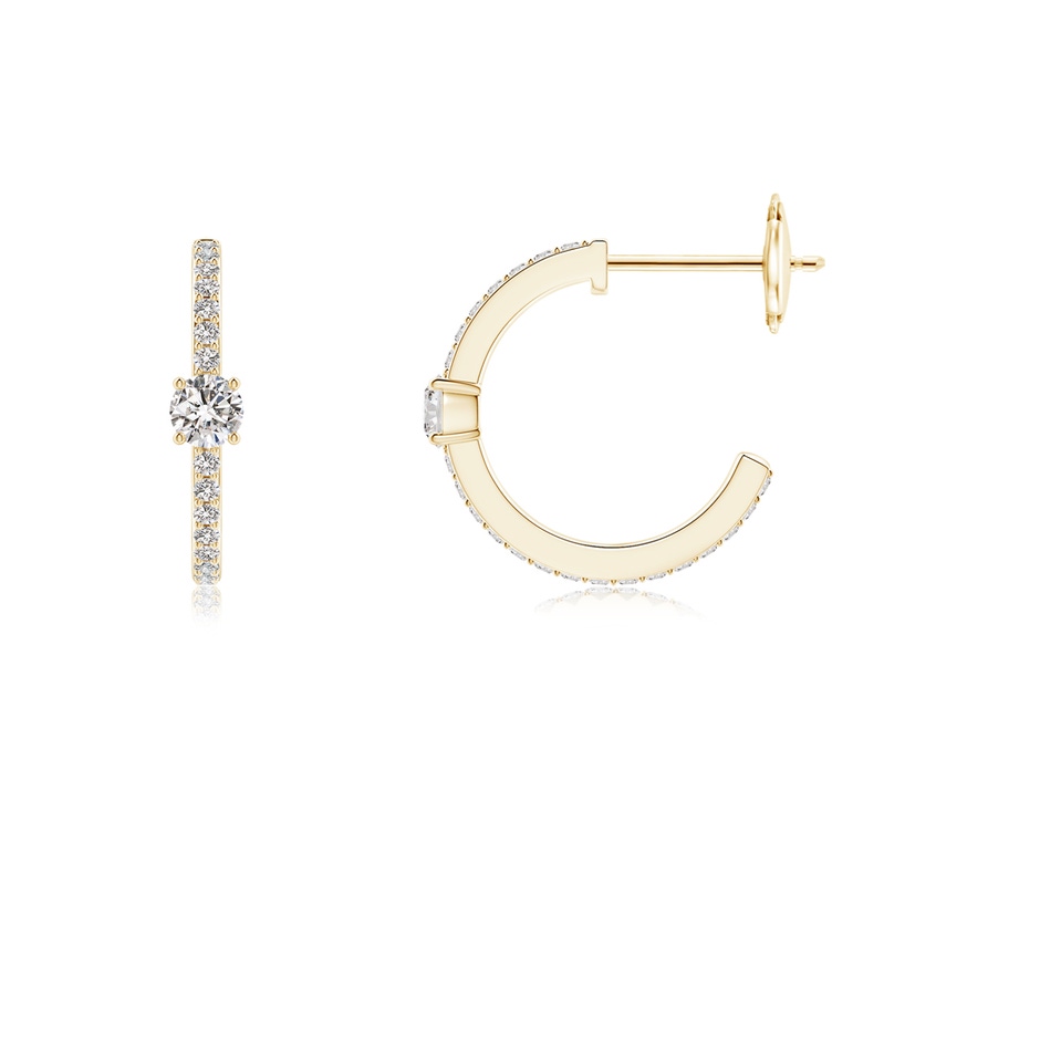 3.1mm IJI1I2 Round Diamond Solitaire Hoop Earrings With Accents in Yellow Gold side 199