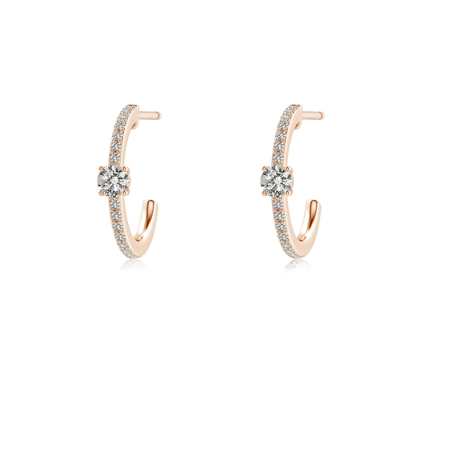 3.1mm KI3 Round Diamond Solitaire Hoop Earrings With Accents in Rose Gold 
