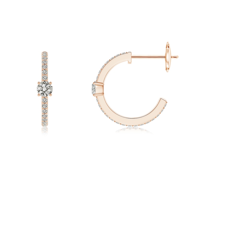 3.1mm KI3 Round Diamond Solitaire Hoop Earrings With Accents in Rose Gold side 199