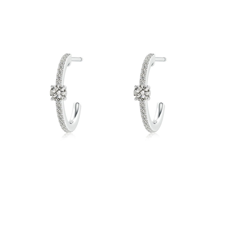 3.1mm KI3 Round Diamond Solitaire Hoop Earrings With Accents in White Gold 