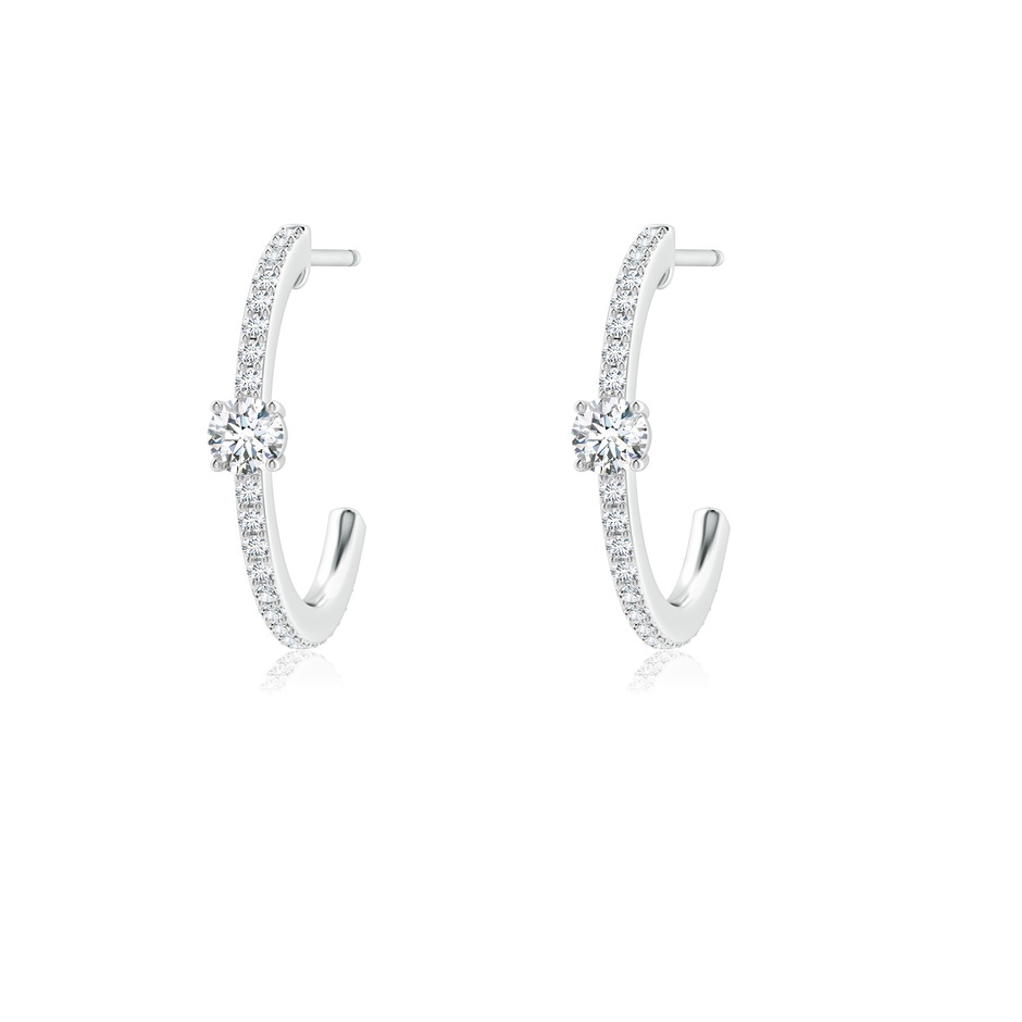3.3mm GVS2 Round Diamond Solitaire Hoop Earrings With Accents in White Gold 