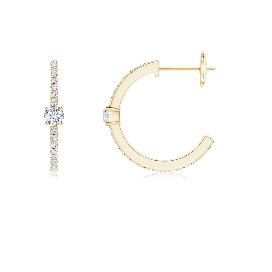 3.3mm GVS2 Round Diamond Solitaire Hoop Earrings With Accents in Yellow Gold side 199