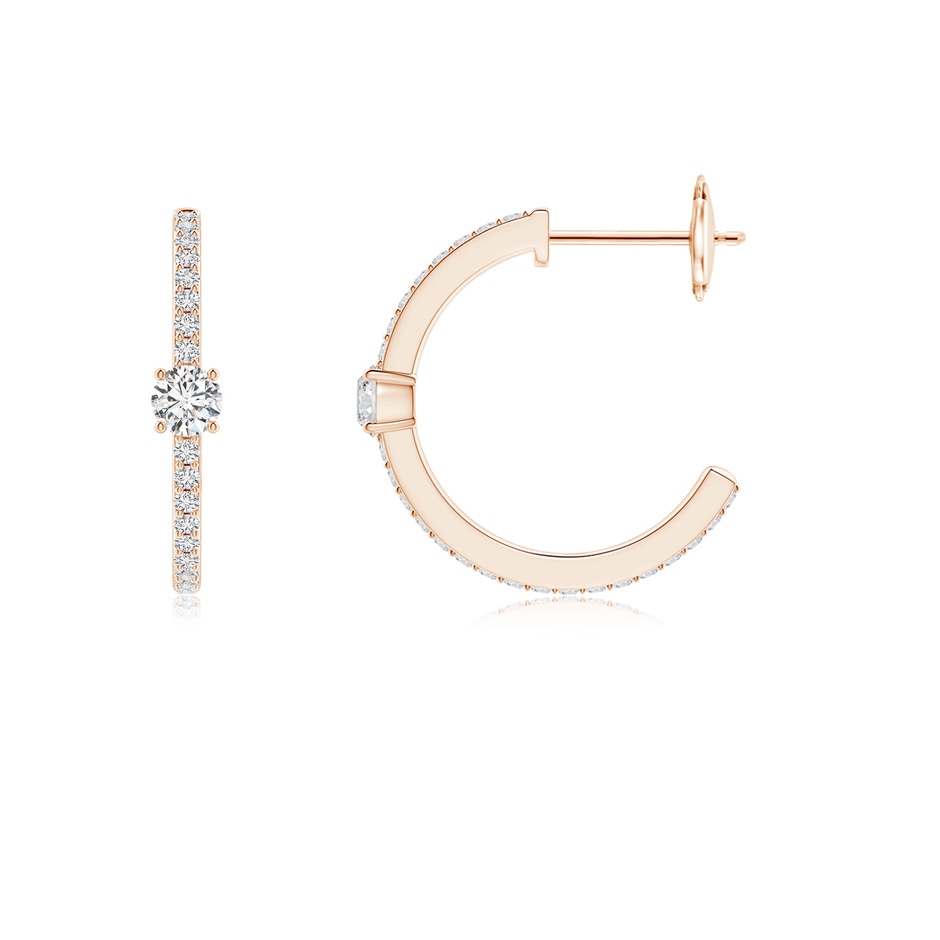 3.3mm HSI2 Round Diamond Solitaire Hoop Earrings With Accents in Rose Gold side 199