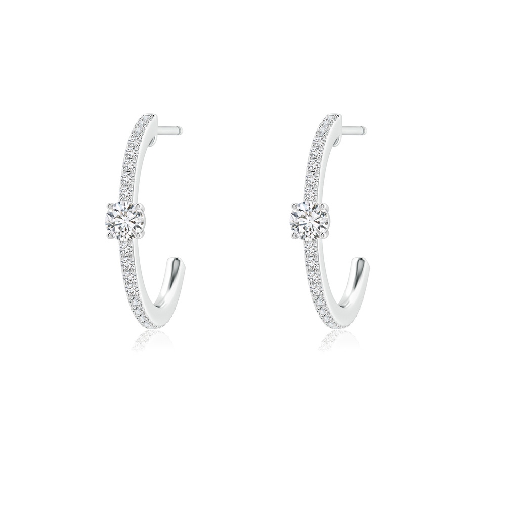 3.3mm HSI2 Round Diamond Solitaire Hoop Earrings With Accents in White Gold