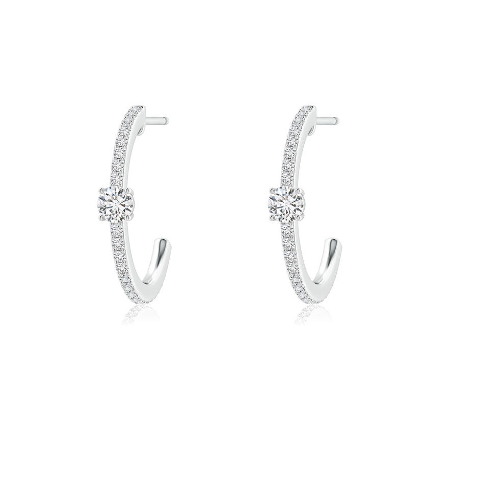 3.3mm HSI2 Round Diamond Solitaire Hoop Earrings With Accents in White Gold 