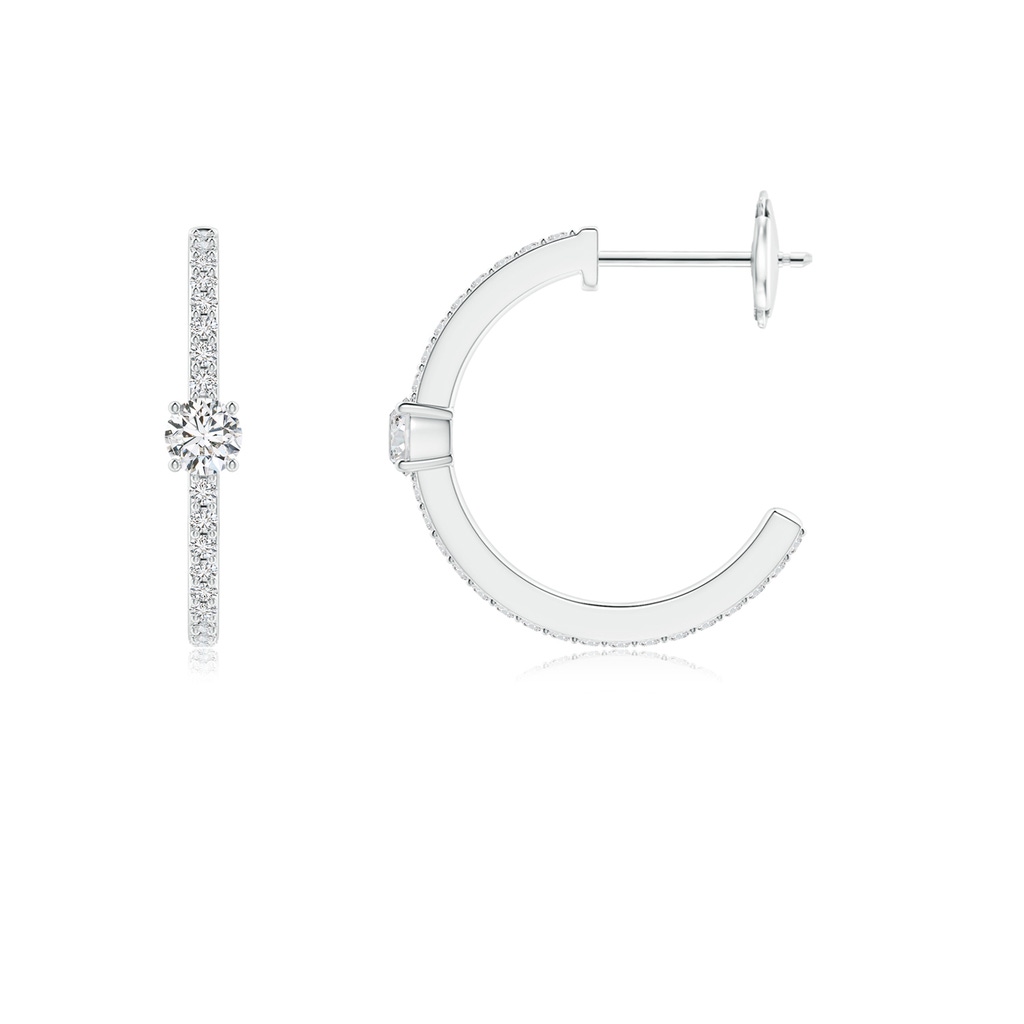 3.3mm HSI2 Round Diamond Solitaire Hoop Earrings With Accents in White Gold - side 199