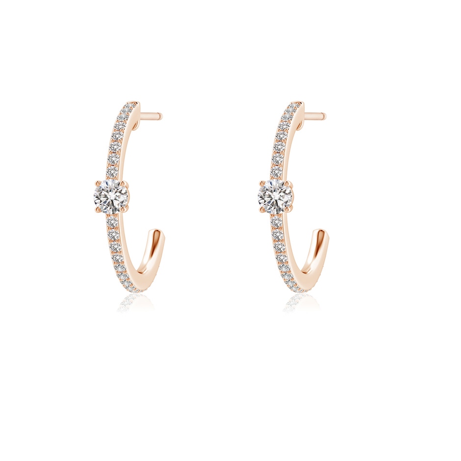 3.3mm IJI1I2 Round Diamond Solitaire Hoop Earrings With Accents in Rose Gold 