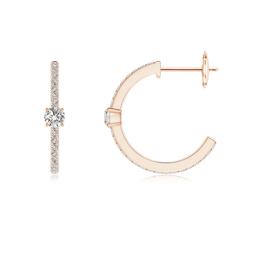3.3mm IJI1I2 Round Diamond Solitaire Hoop Earrings With Accents in Rose Gold side 199