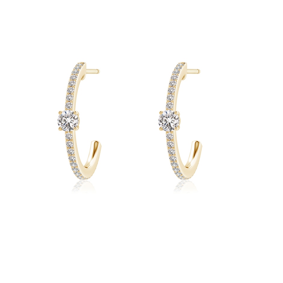 3.3mm IJI1I2 Round Diamond Solitaire Hoop Earrings With Accents in Yellow Gold 