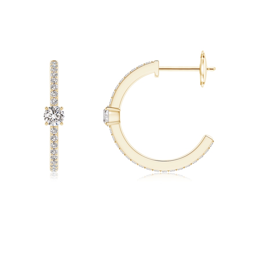 3.3mm IJI1I2 Round Diamond Solitaire Hoop Earrings With Accents in Yellow Gold side 199