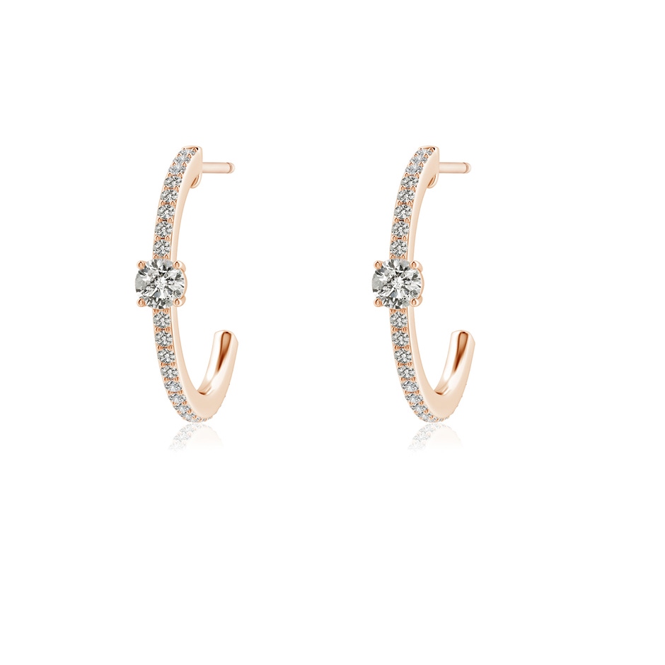 3.3mm KI3 Round Diamond Solitaire Hoop Earrings With Accents in Rose Gold 