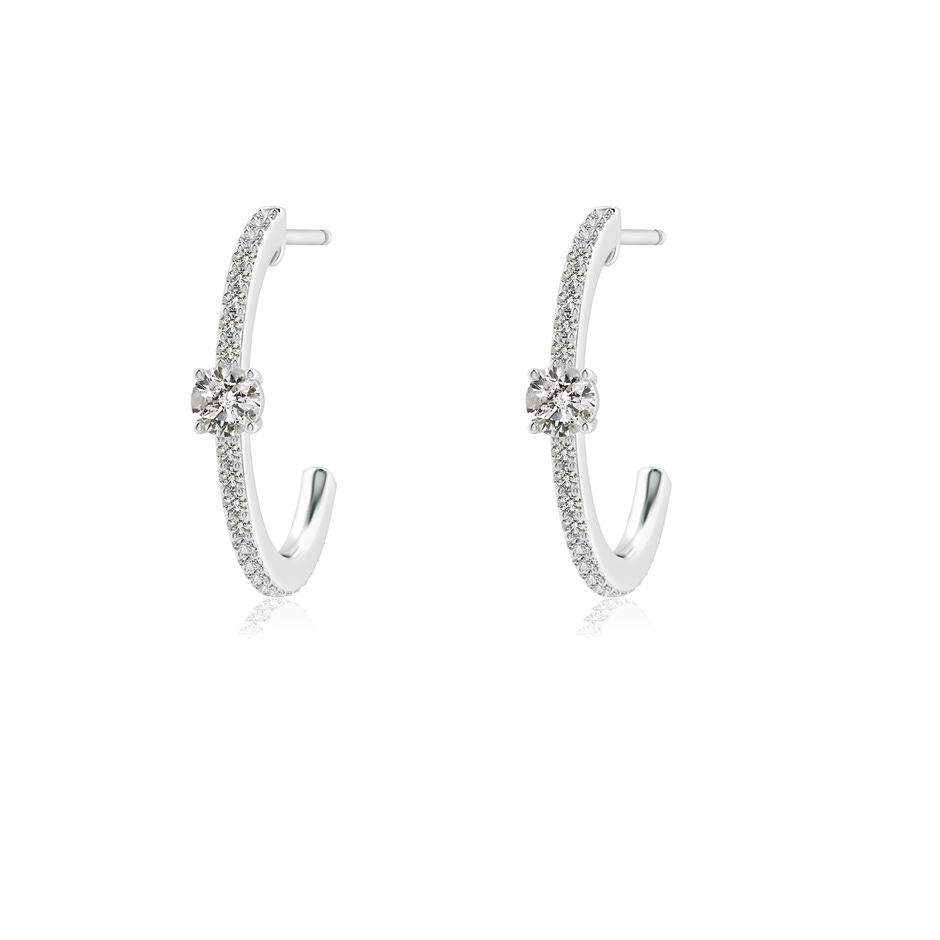 3.3mm KI3 Round Diamond Solitaire Hoop Earrings With Accents in S999 Silver 