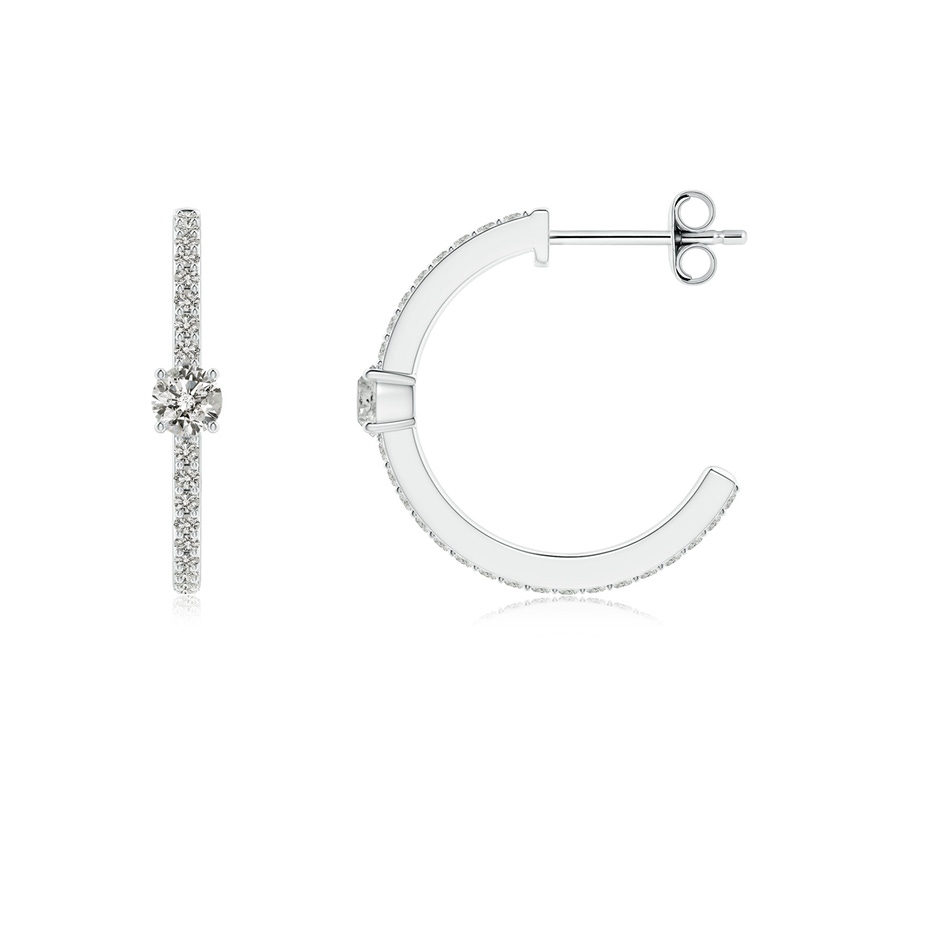 3.3mm KI3 Round Diamond Solitaire Hoop Earrings With Accents in S999 Silver side 199