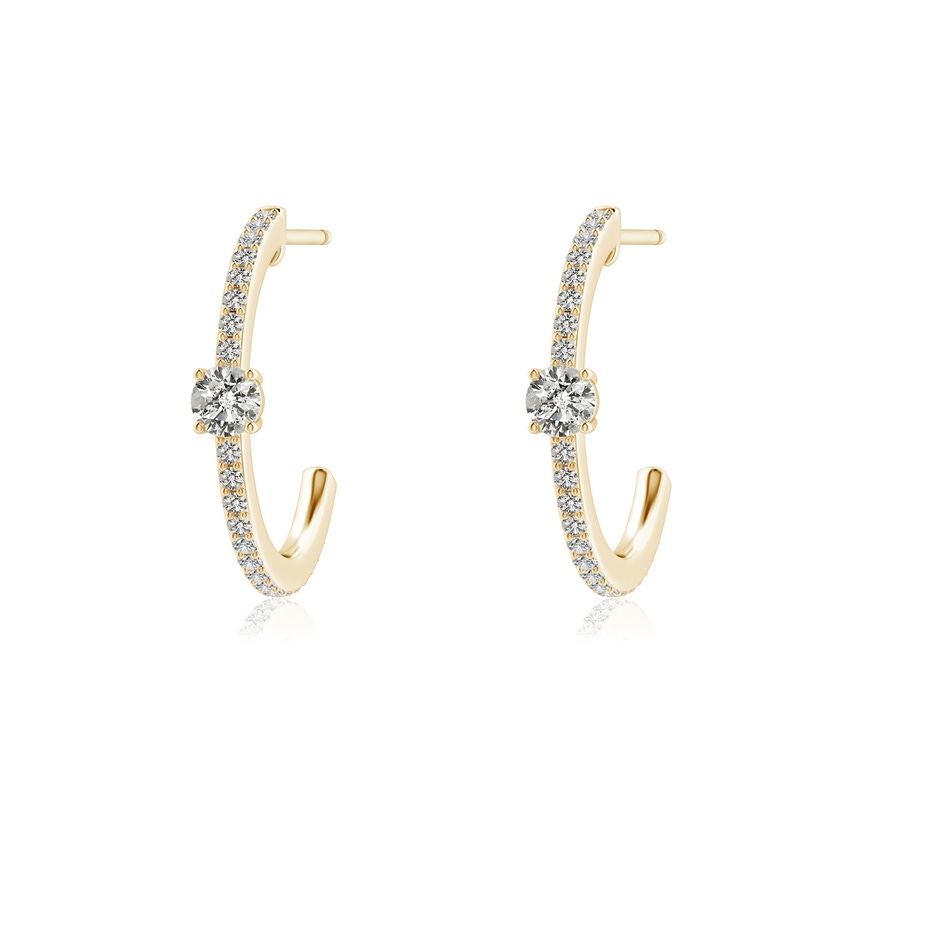 3.3mm KI3 Round Diamond Solitaire Hoop Earrings With Accents in Yellow Gold 