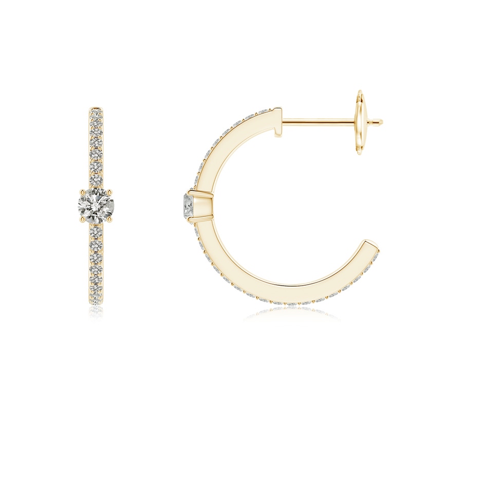 3.3mm KI3 Round Diamond Solitaire Hoop Earrings With Accents in Yellow Gold side 199