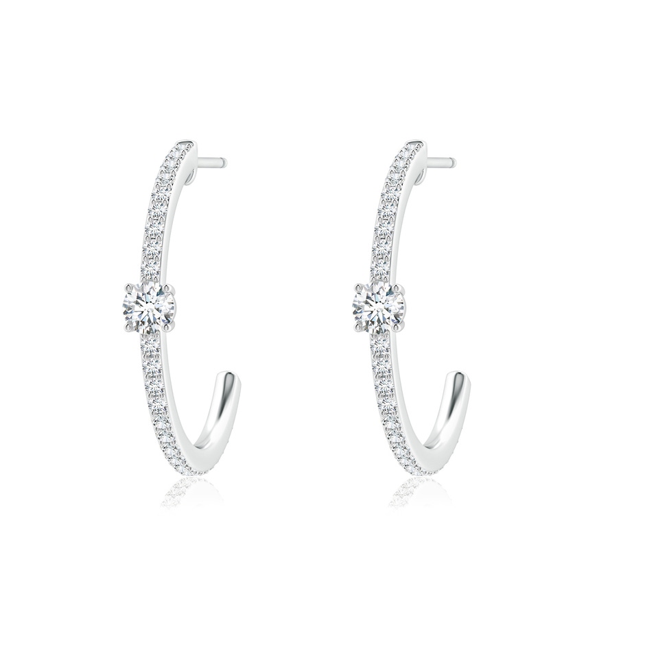 3.5mm GVS2 Round Diamond Solitaire Hoop Earrings With Accents in White Gold 