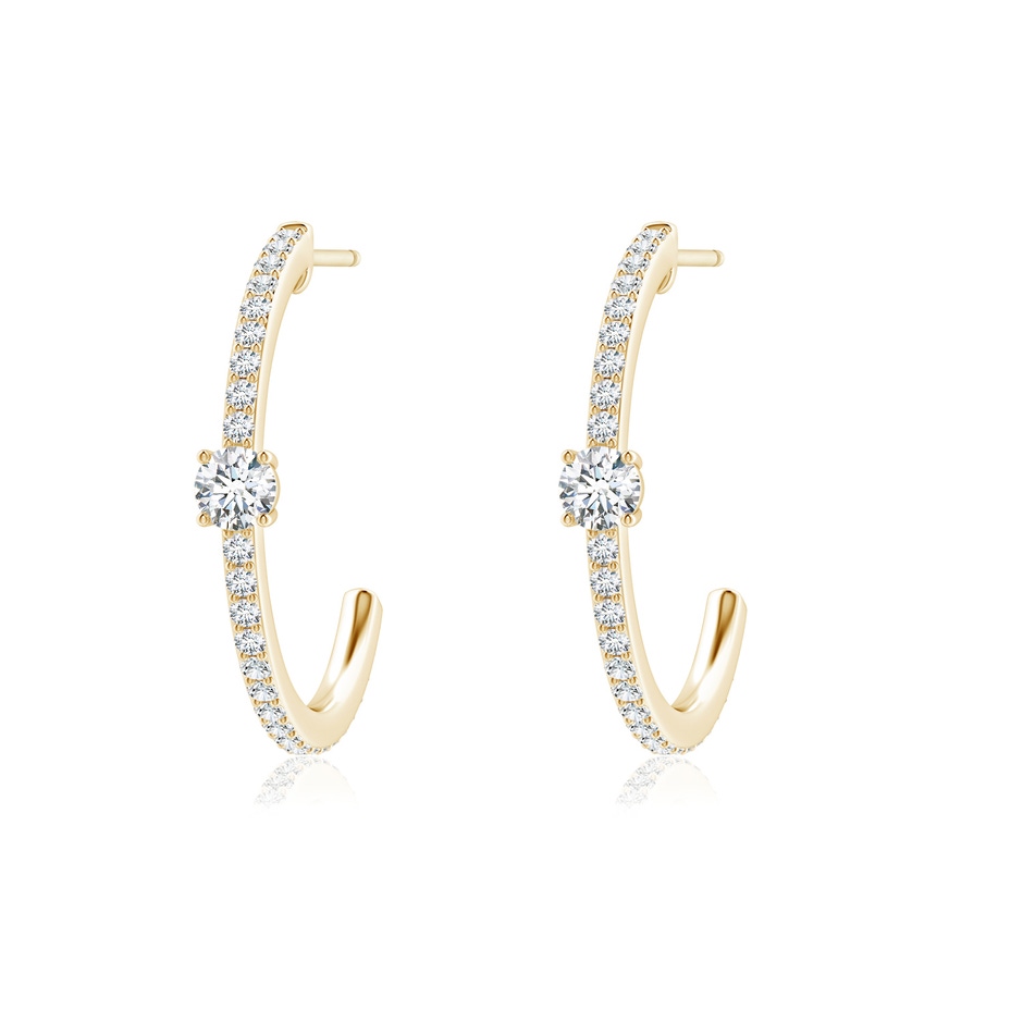 3.5mm GVS2 Round Diamond Solitaire Hoop Earrings With Accents in Yellow Gold 
