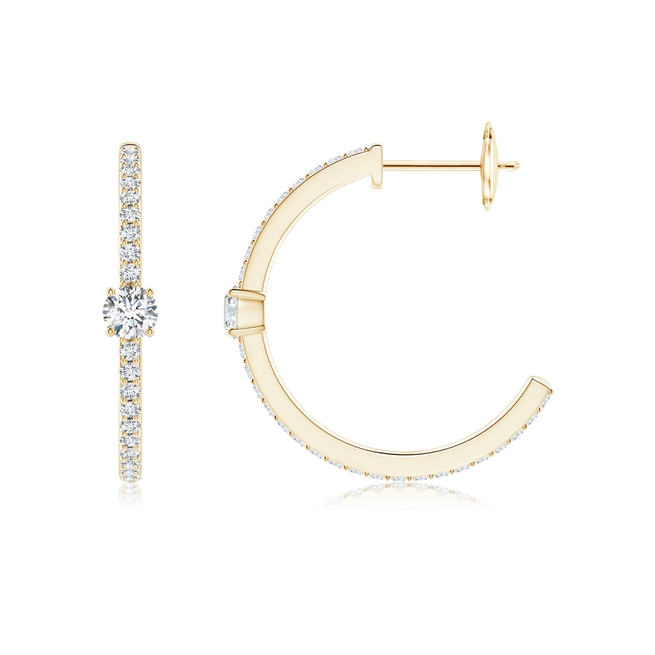 3.5mm GVS2 Round Diamond Solitaire Hoop Earrings With Accents in Yellow Gold side 199