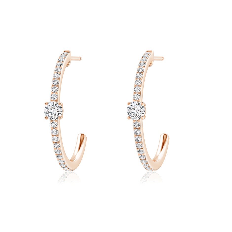 3.5mm HSI2 Round Diamond Solitaire Hoop Earrings With Accents in Rose Gold 
