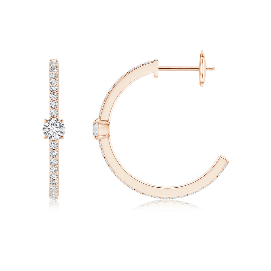 3.5mm HSI2 Round Diamond Solitaire Hoop Earrings With Accents in Rose Gold side 199