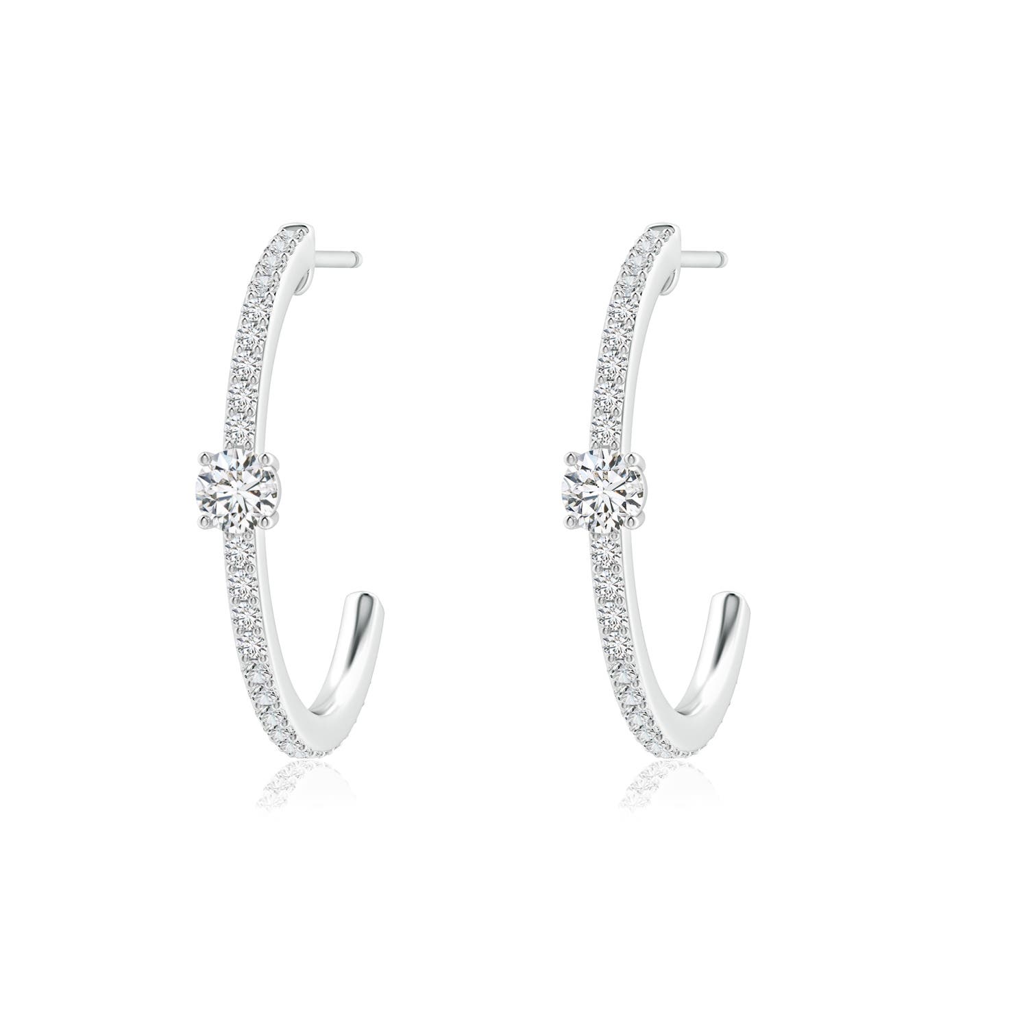 3.5mm HSI2 Round Diamond Solitaire Hoop Earrings With Accents in White Gold
