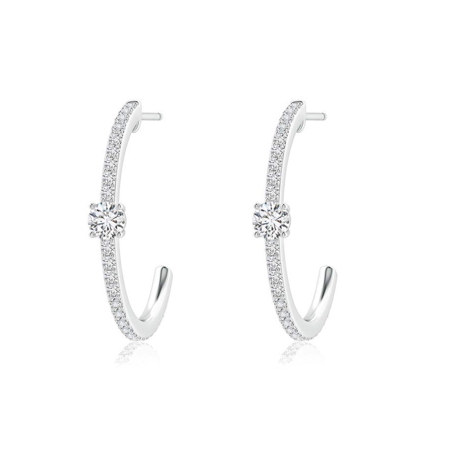 3.5mm HSI2 Round Diamond Solitaire Hoop Earrings With Accents in White Gold 