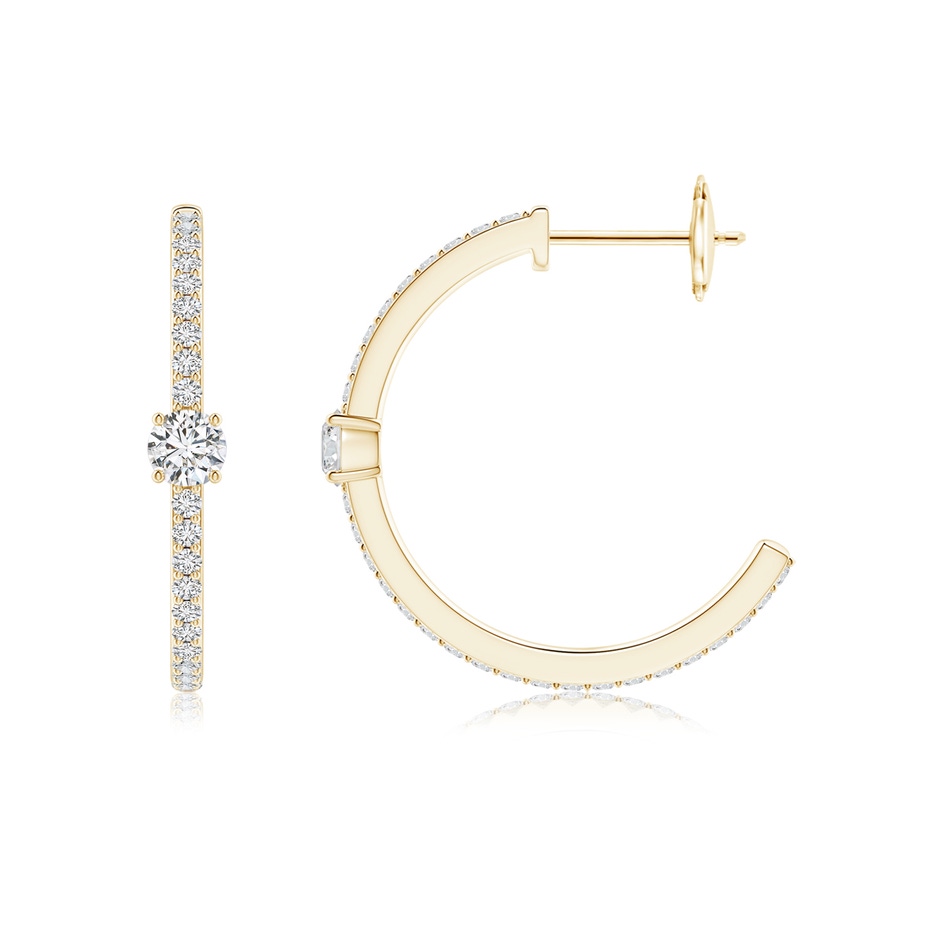 3.5mm HSI2 Round Diamond Solitaire Hoop Earrings With Accents in Yellow Gold side 199