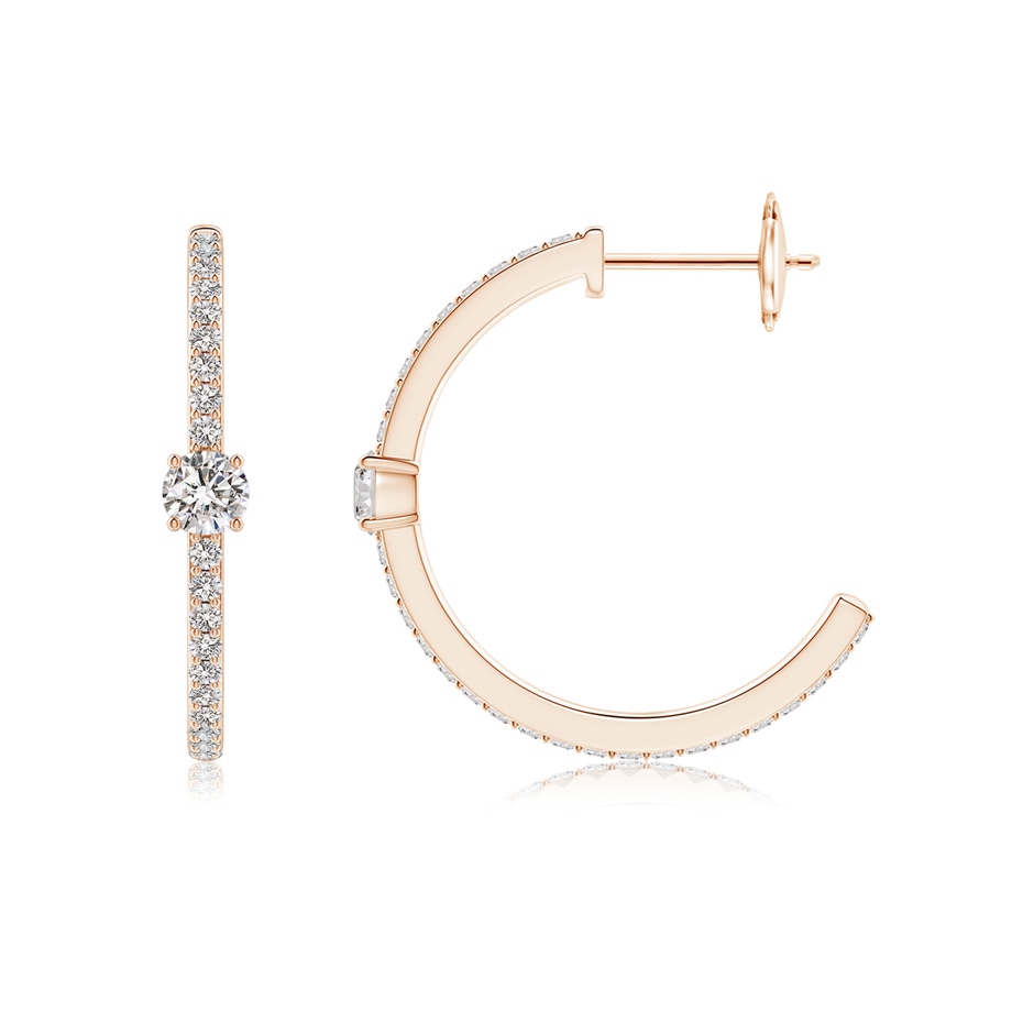 3.5mm IJI1I2 Round Diamond Solitaire Hoop Earrings With Accents in Rose Gold side 199