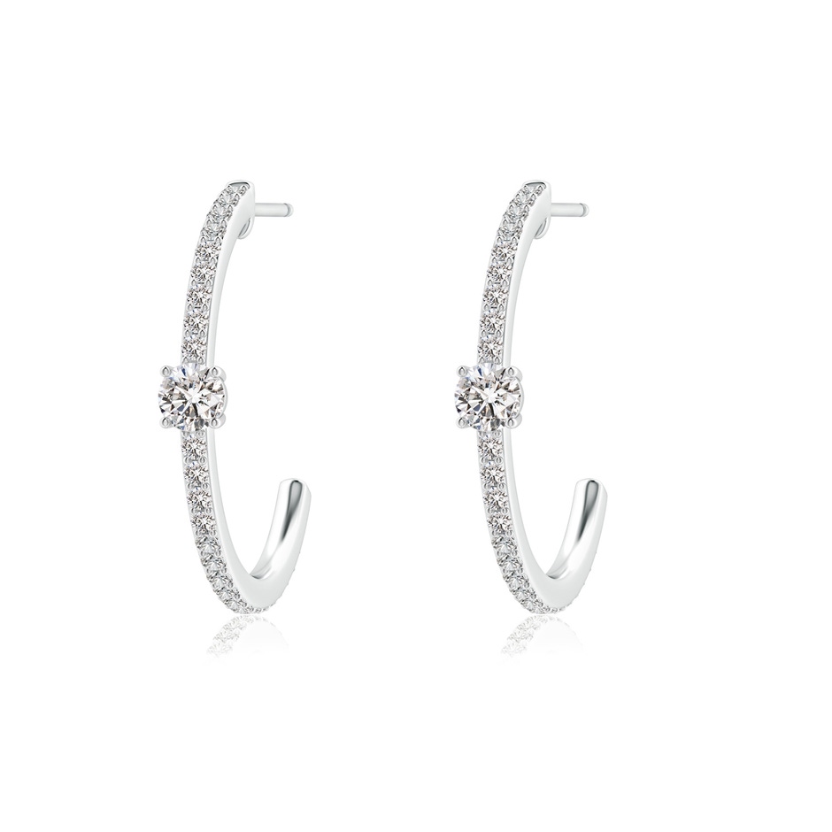 3.5mm IJI1I2 Round Diamond Solitaire Hoop Earrings With Accents in White Gold 