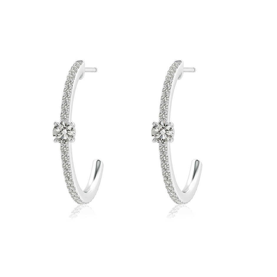 3.5mm KI3 Round Diamond Solitaire Hoop Earrings With Accents in White Gold 