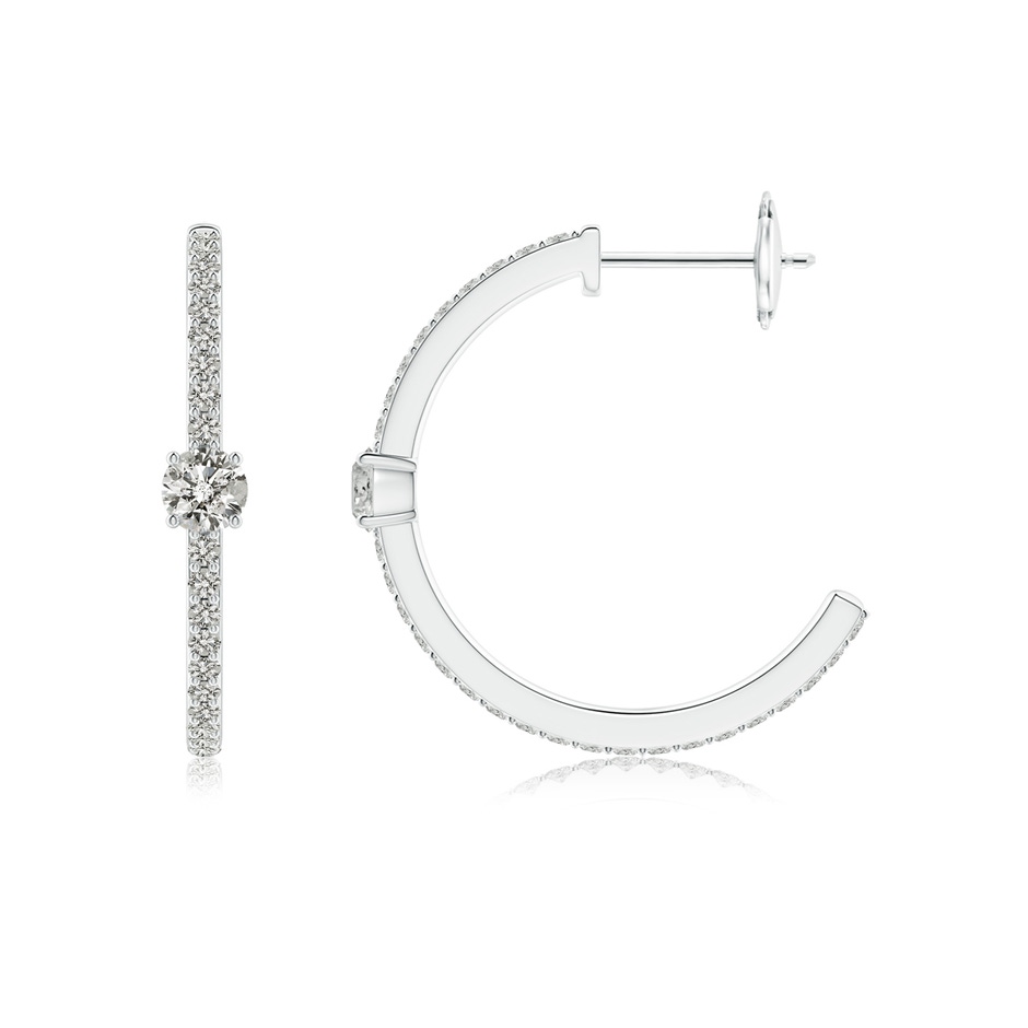 3.5mm KI3 Round Diamond Solitaire Hoop Earrings With Accents in White Gold side 199
