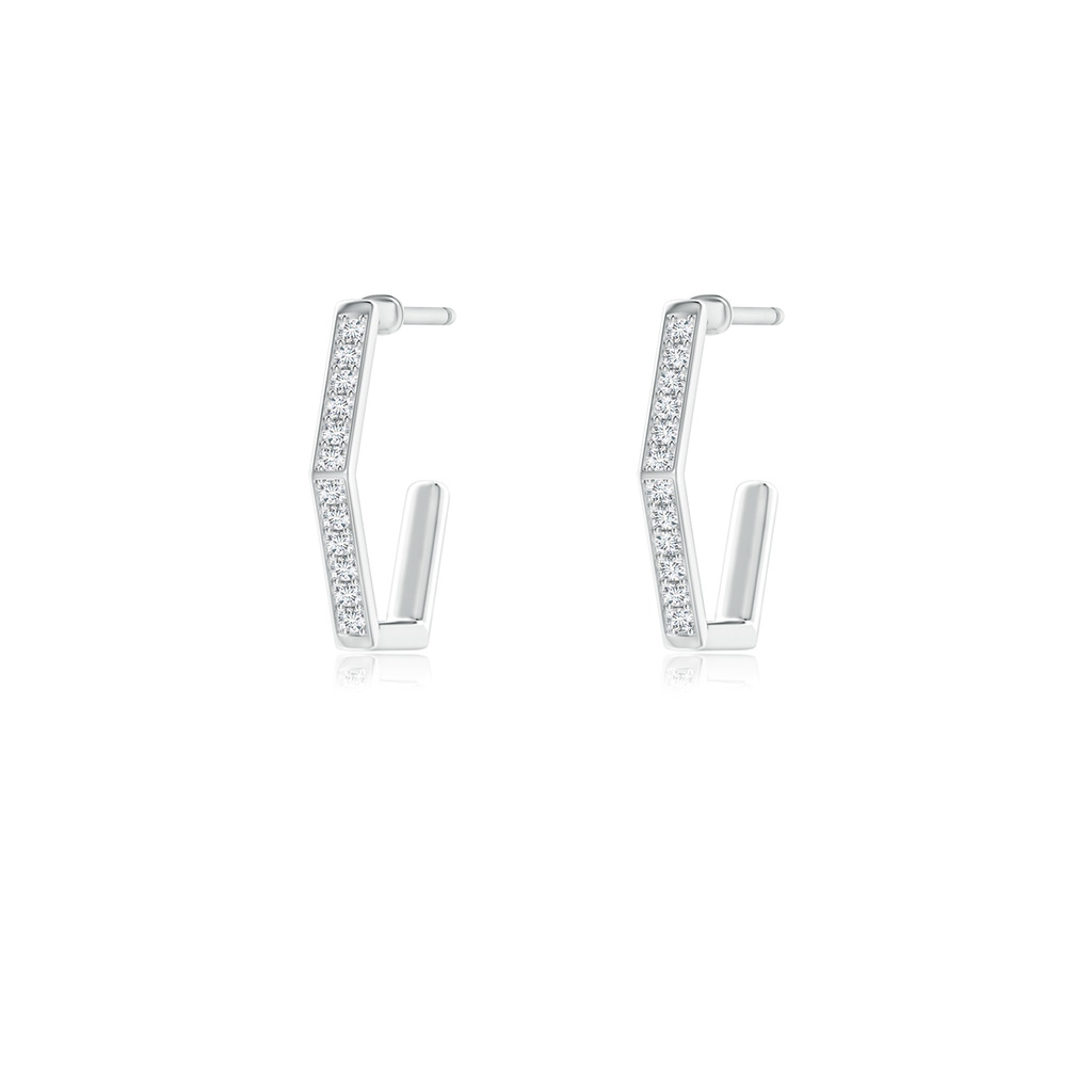 0.9mm GVS2 Pave-Set Round Diamond Hexagonal Hoop Earrings in S999 Silver