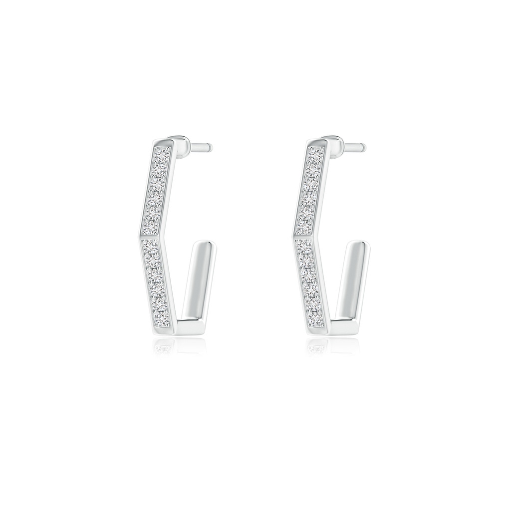1.2mm HSI2 Pave-Set Round Diamond Hexagonal Hoop Earrings in White Gold