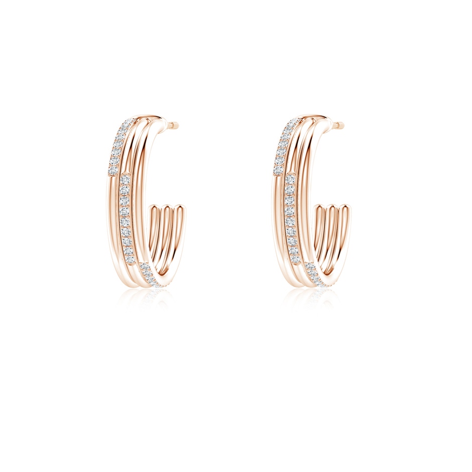 0.9mm GVS2 Diamond Triple Layer Hoop Earrings in Rose Gold 