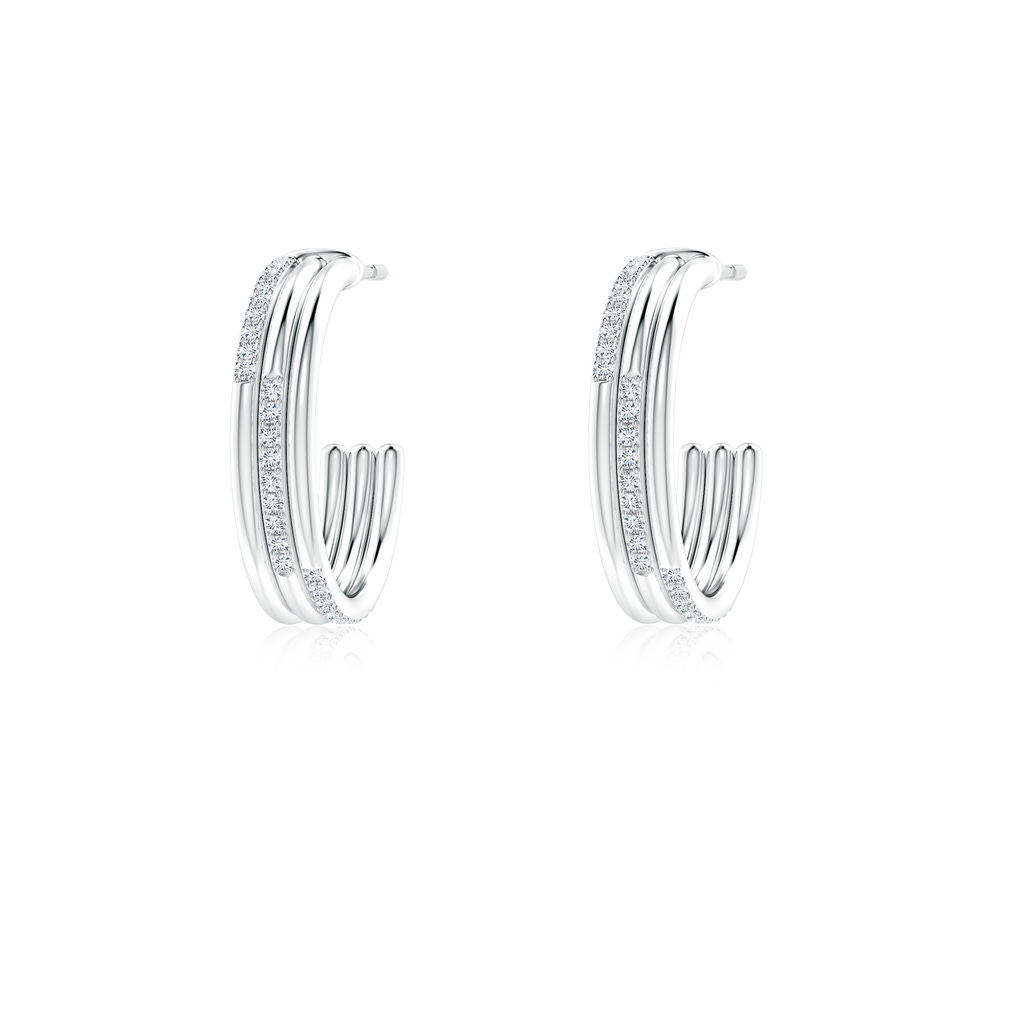 0.9mm GVS2 Diamond Triple Layer Hoop Earrings in S999 Silver