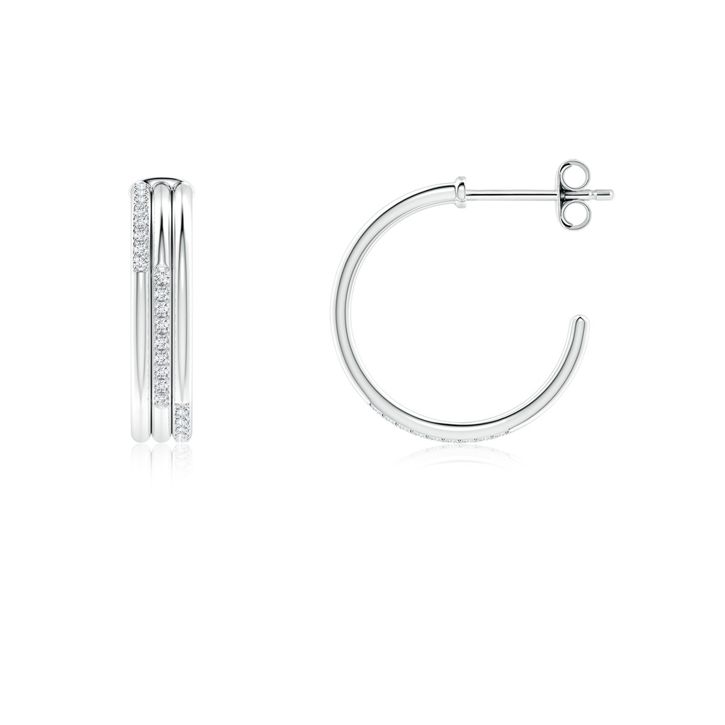 0.9mm GVS2 Diamond Triple Layer Hoop Earrings in S999 Silver - side 199
