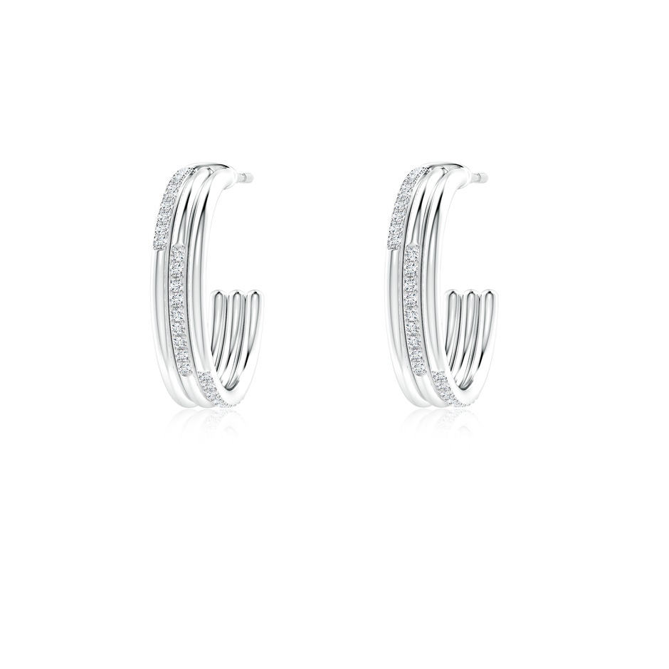 0.9mm GVS2 Diamond Triple Layer Hoop Earrings in White Gold 