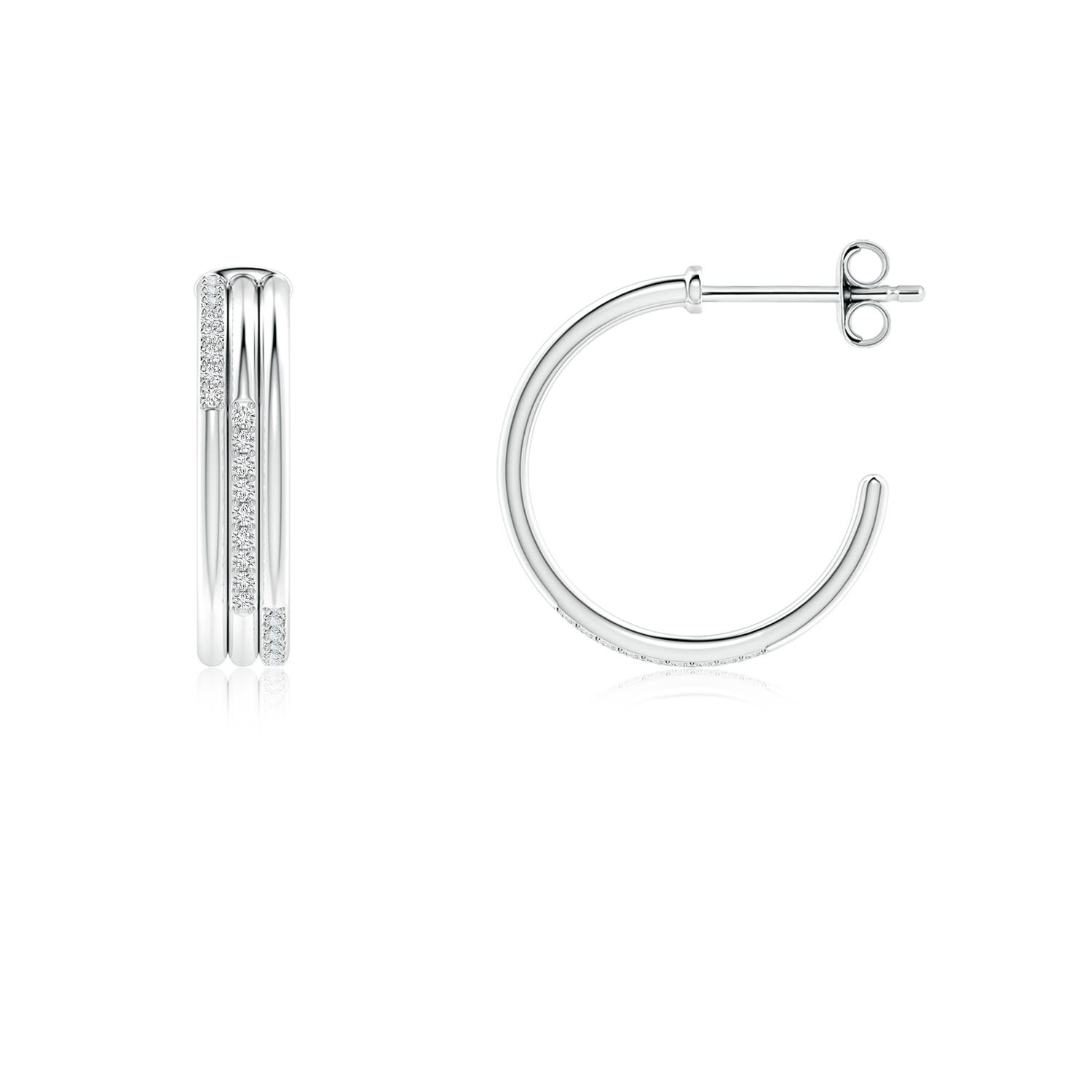 0.9mm HSI2 Diamond Triple Layer Hoop Earrings in S999 Silver