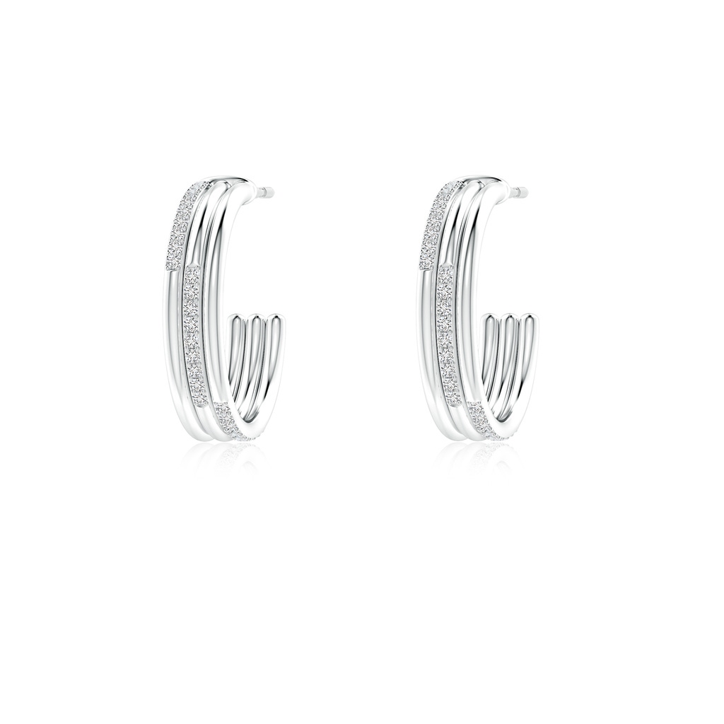 0.9mm HSI2 Diamond Triple Layer Hoop Earrings in White Gold