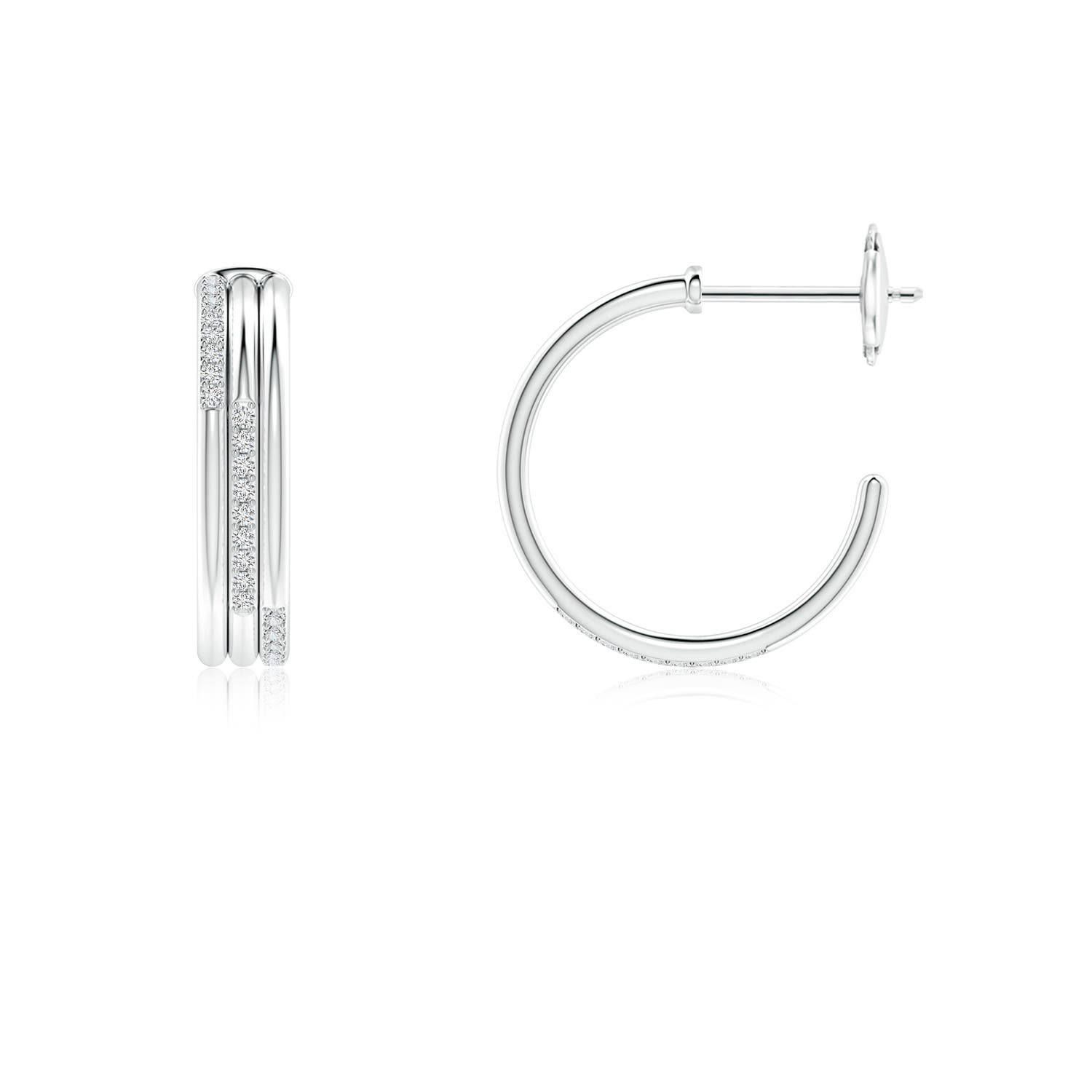 0.9mm HSI2 Diamond Triple Layer Hoop Earrings in White Gold - side 2