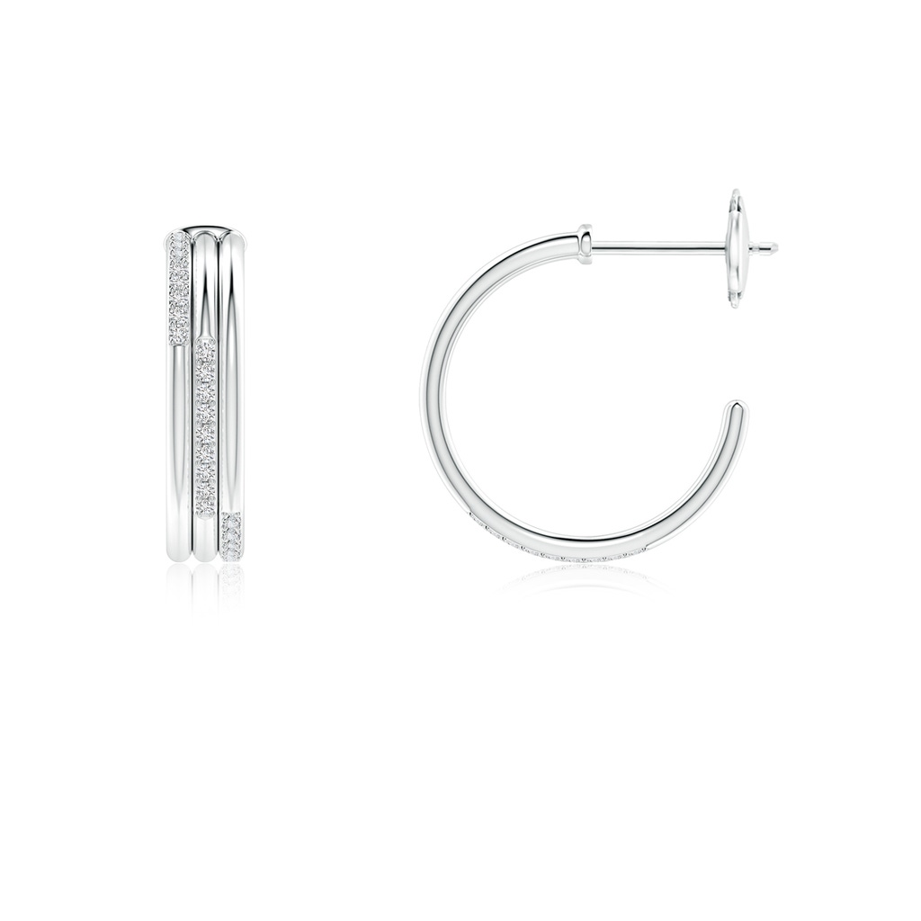 0.9mm HSI2 Diamond Triple Layer Hoop Earrings in White Gold - side 199