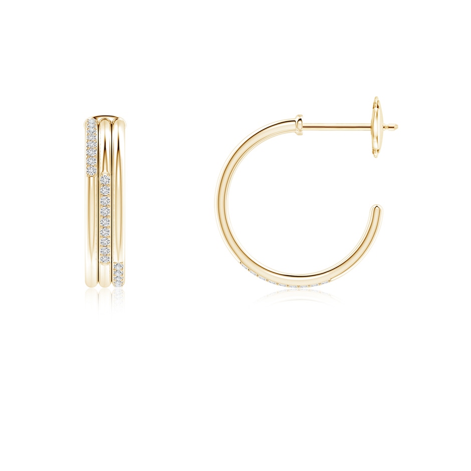 0.9mm HSI2 Diamond Triple Layer Hoop Earrings in Yellow Gold side 199