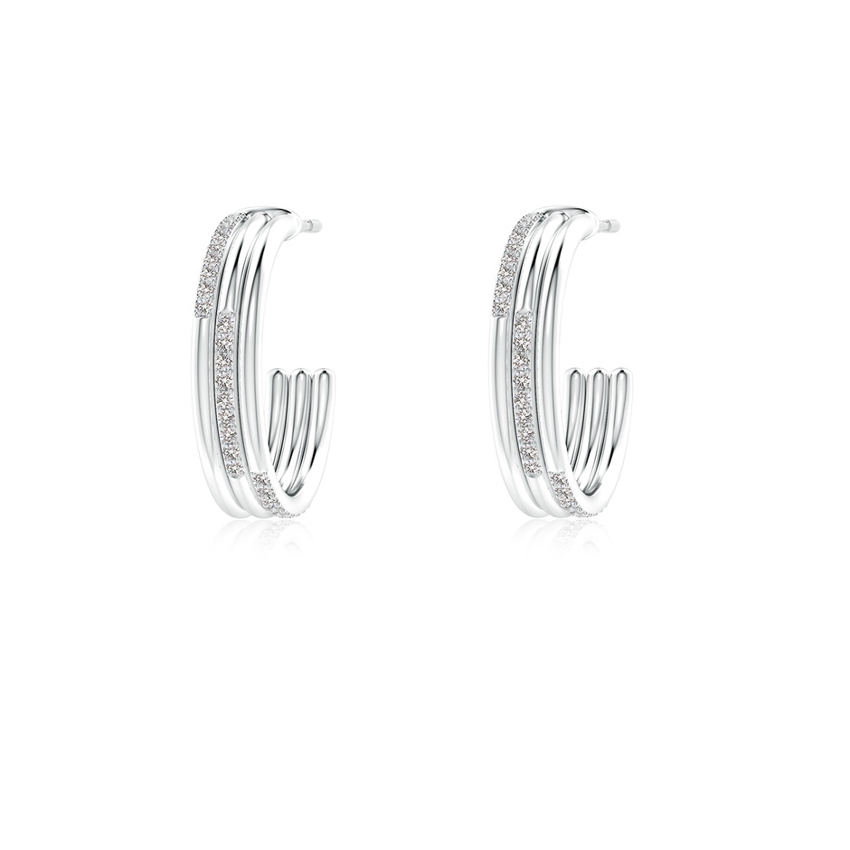 0.9mm IJI1I2 Diamond Triple Layer Hoop Earrings in White Gold 