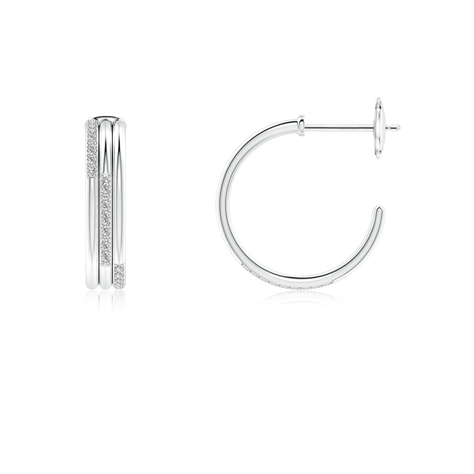 0.9mm IJI1I2 Diamond Triple Layer Hoop Earrings in White Gold side 199